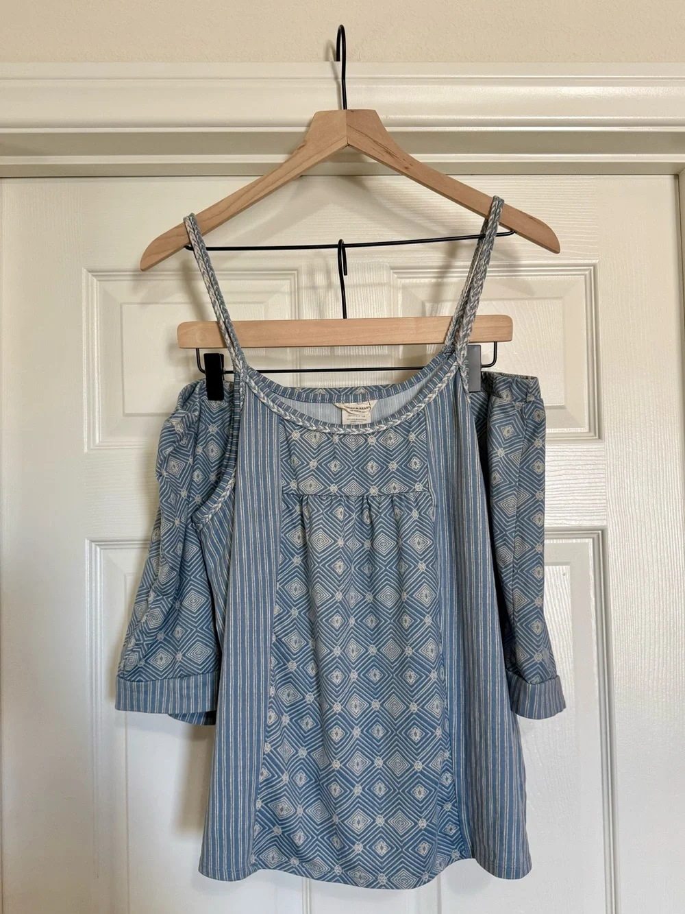 Lucky Brand Blue Boho Pajama Set XL Soft Lounge Sleepwear Cami Shorts